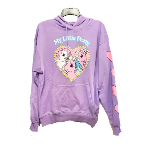 My Little Pony Retro 80’s Heart Graphic Purple Fleece Lined Pullover Sweatshirt - Picture 4 of 9
